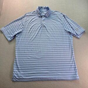 FG Tech Large Blue Striped Performance Golf Polo Trump Golf Crest Made in USA